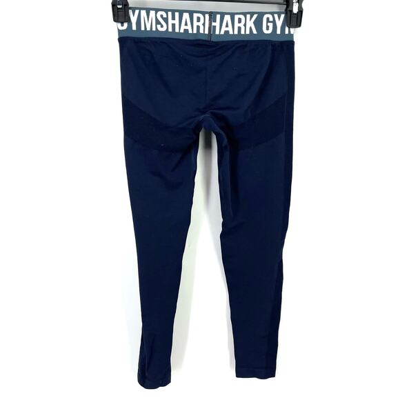 Gymshark Flex Low Rise Leggings Womens Size Small Navy Blue Logo Waistband - Picture 3 of 4